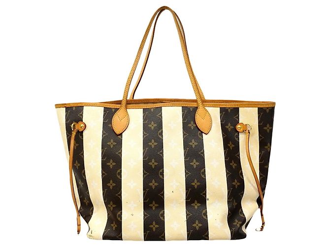 Borsa Tote Louis Vuitton Monogram Rayures Neverfull MM Marrone - vista 12