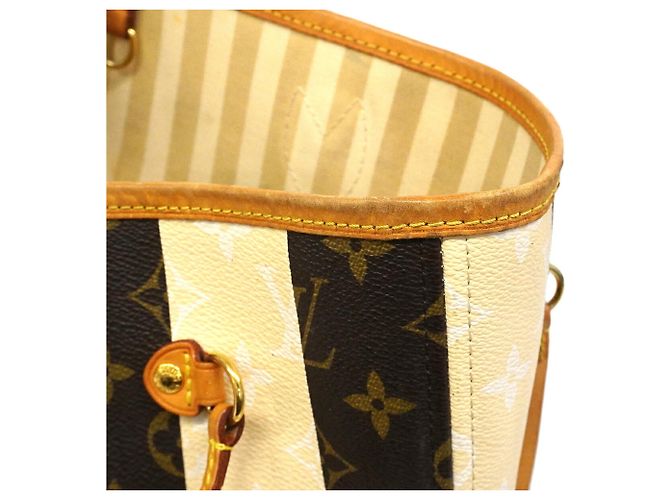 Borsa Tote Louis Vuitton Monogram Rayures Neverfull MM Marrone - vista 7