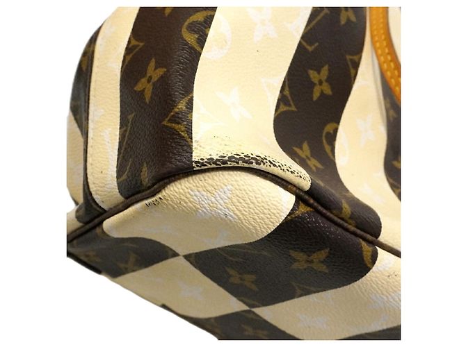 Borsa Tote Louis Vuitton Monogram Rayures Neverfull MM Marrone - vista 8