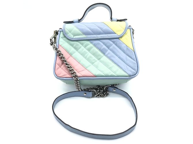 Mini borsa Gucci GG Marmont Top Handle Flap Diagonal Quilted Leather Multicolore - vista 2