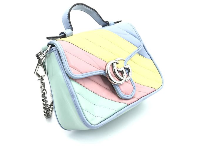 Mini borsa Gucci GG Marmont Top Handle Flap Diagonal Quilted Leather Multicolore - vista 3