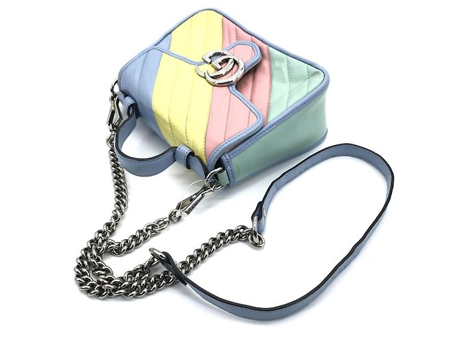 Mini borsa Gucci GG Marmont Top Handle Flap Diagonal Quilted Leather Multicolore - vista 4