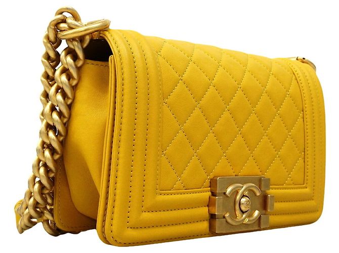 Chanel Boy Chain Schultertasche Gelb - Ansicht 2
