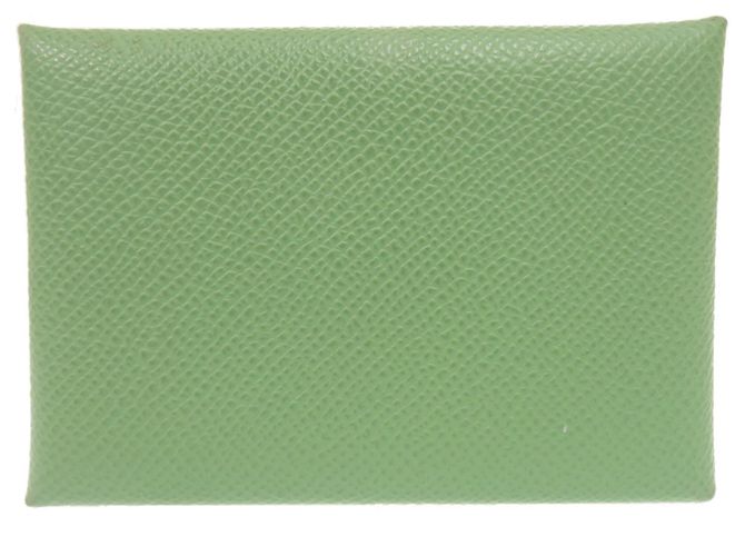 Monedero Calvi Duo en cuero Epsom verde Hermès - vista 3