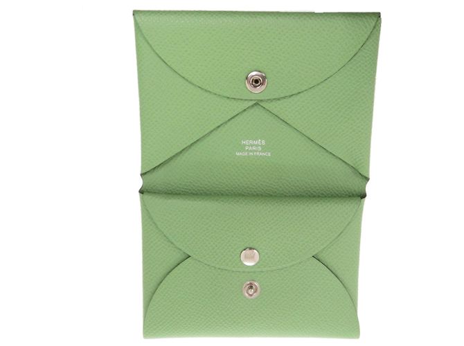 Monedero Calvi Duo en cuero Epsom verde Hermès - vista 6