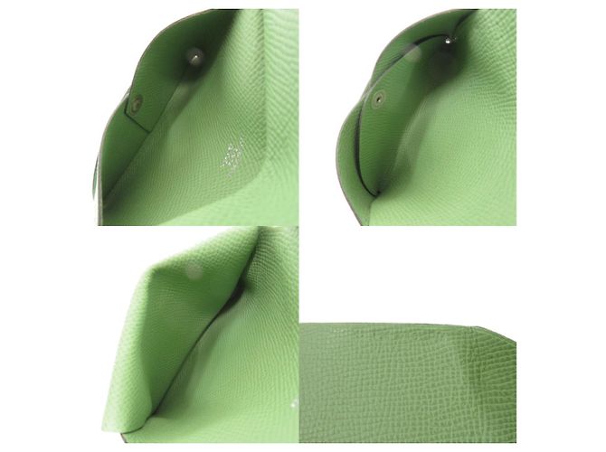Monedero Calvi Duo en cuero Epsom verde Hermès - vista 7
