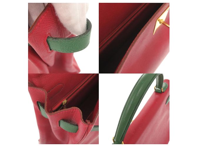 Hermès Borsa Hermes Kelly 32 in Rouge Vif e Vert Rosso Verde chiaro - vista 10