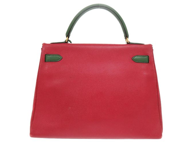 Hermès Borsa Hermes Kelly 32 in Rouge Vif e Vert Rosso Verde chiaro - vista 2