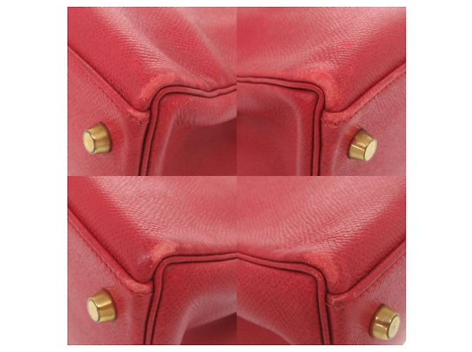 Hermès Borsa Hermes Kelly 32 in Rouge Vif e Vert Rosso Verde chiaro - vista 4