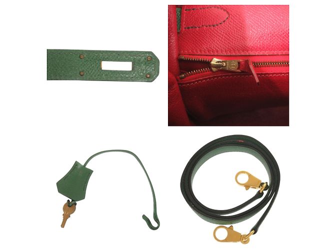 Hermès Borsa Hermes Kelly 32 in Rouge Vif e Vert Rosso Verde chiaro - vista 7