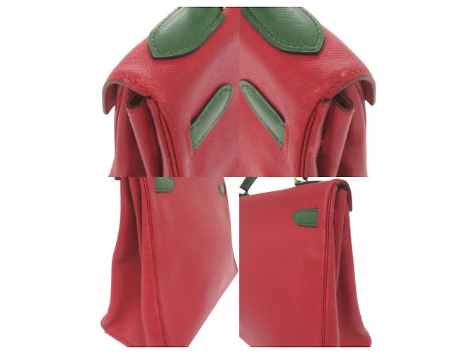 Hermès Borsa Hermes Kelly 32 in Rouge Vif e Vert Rosso Verde chiaro - vista 8