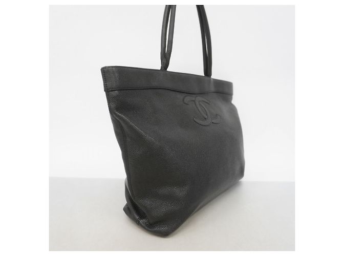 Borsa Tote Chanel in pelle di vitello martellata nera Nero - vista 2