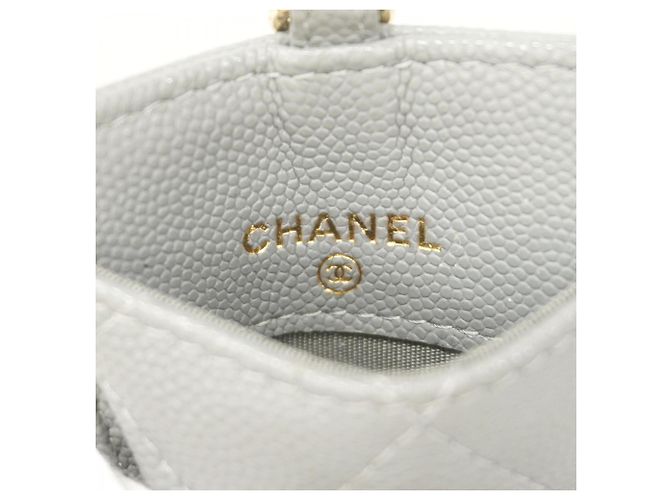 Tarjetero de piel de becerro granulado gris Chanel Castaño - vista 4