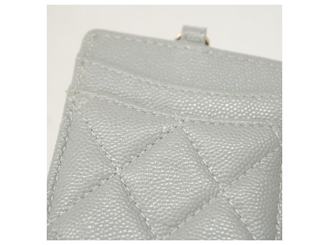 Tarjetero de piel de becerro granulado gris Chanel Castaño - vista 5