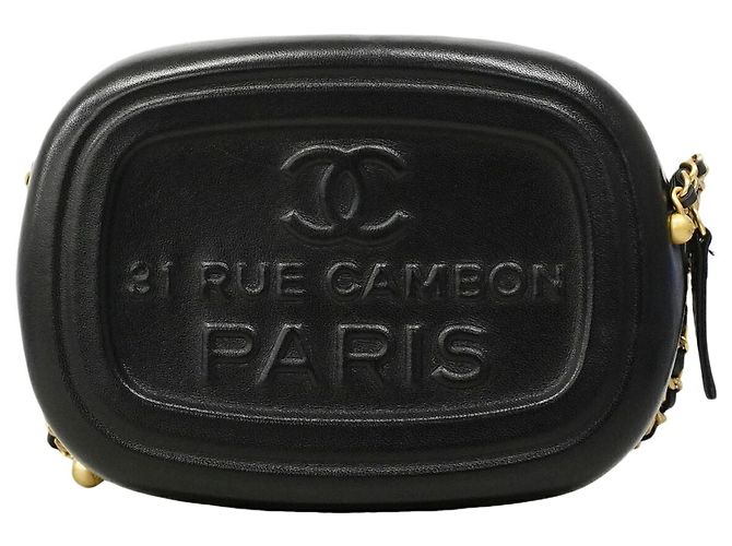 Bolsa de ombro Chanel em pele de cordeiro preta Preto - vista 8