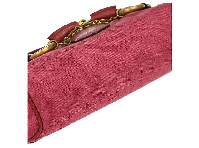 Gucci Horsebit Web Flap GG Canvas and leather Mini Rosa - vista 4