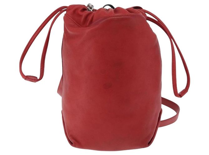 Saint Laurent Teddy Bucket Leather Small Rosso - vista 2