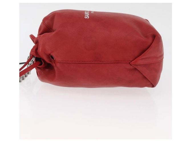 Saint Laurent Teddy Bucket Leather Small Rosso - vista 5