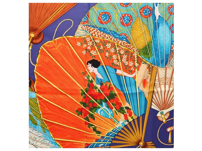 Silk In Hermès Sciarpa Hermes Carre 90 Brise de Charme Blu Multicolore - vista 5