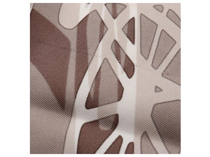 Hermès Hermes Petit Carré Caleche Elastique Seidentuch Braun Weiß - Ansicht 4