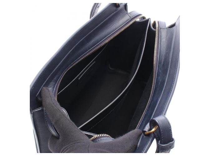 Borsa a mano in pelle blu navy Yves Saint Laurent - vista 3