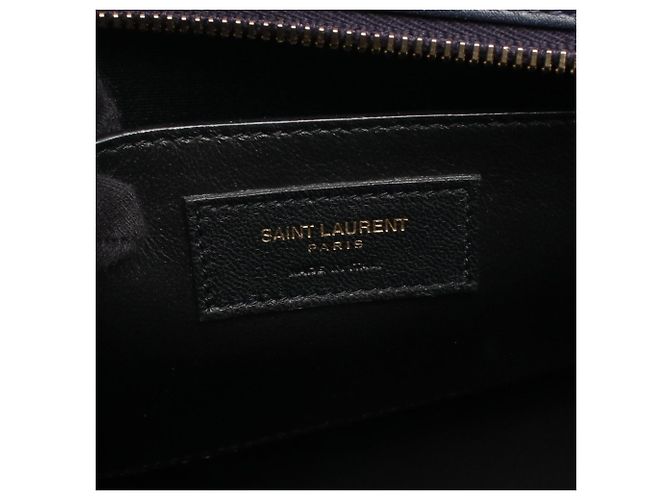 Borsa a mano in pelle blu navy Yves Saint Laurent - vista 4