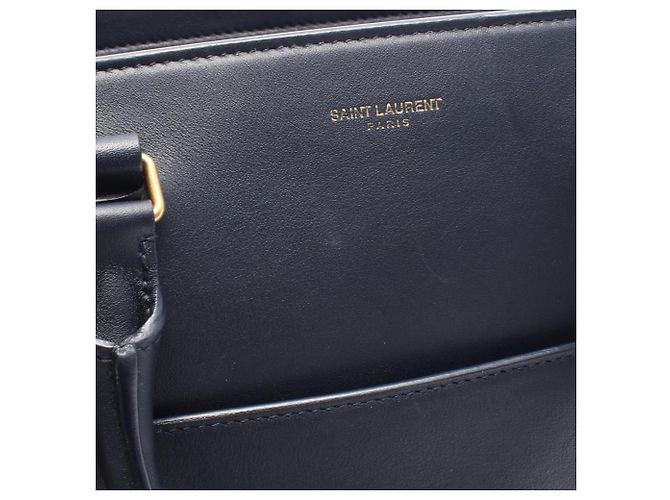 Borsa a mano in pelle blu navy Yves Saint Laurent - vista 5
