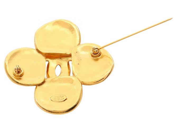 Broche Chanel Coco Mark Clover banhado a ouro Dourado - vista 2
