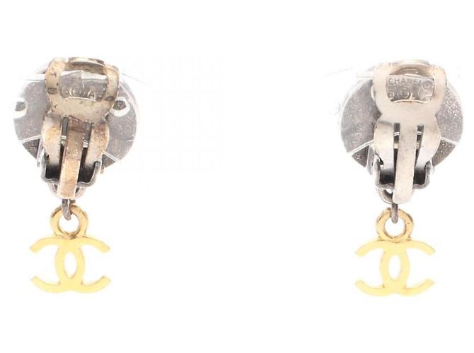 Chanel Coco Mark Medallion Swing Ohrringe Silber Golden - Ansicht 2