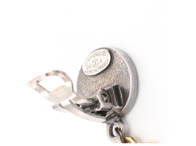 Chanel Coco Mark Medallion Swing Ohrringe Silber Golden - Ansicht 3