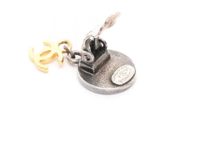 Chanel Coco Mark Medallion Swing Ohrringe Silber Golden - Ansicht 5