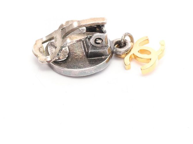 Chanel Coco Mark Medallion Swing Ohrringe Silber Golden - Ansicht 6