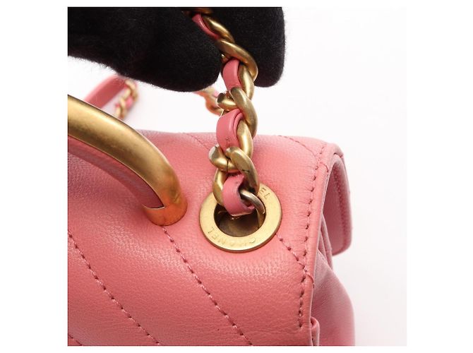 Borsa a mano e a tracolla 2-Way Chanel Chevron V-stitch Top Handle Rosa - vista 10