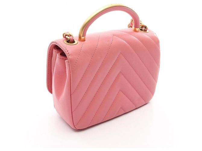 Borsa a mano e a tracolla 2-Way Chanel Chevron V-stitch Top Handle Rosa - vista 2