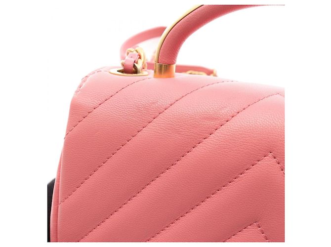 Borsa a mano e a tracolla 2-Way Chanel Chevron V-stitch Top Handle Rosa - vista 7