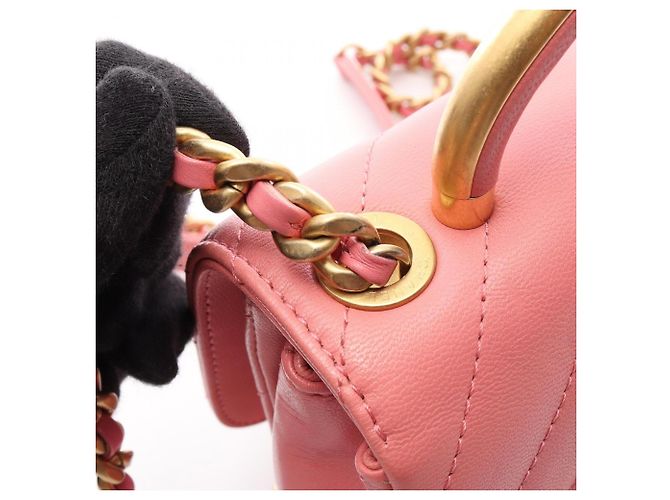 Borsa a mano e a tracolla 2-Way Chanel Chevron V-stitch Top Handle Rosa - vista 8