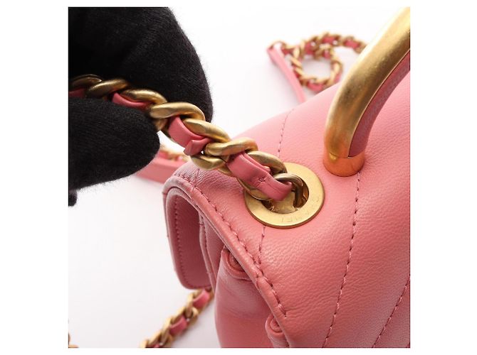 Borsa a mano e a tracolla 2-Way Chanel Chevron V-stitch Top Handle Rosa - vista 9