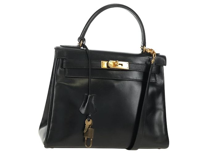 Hermès Hermes Kelly Black Box Calf con Hardware Gold 28 Nero - vista 3