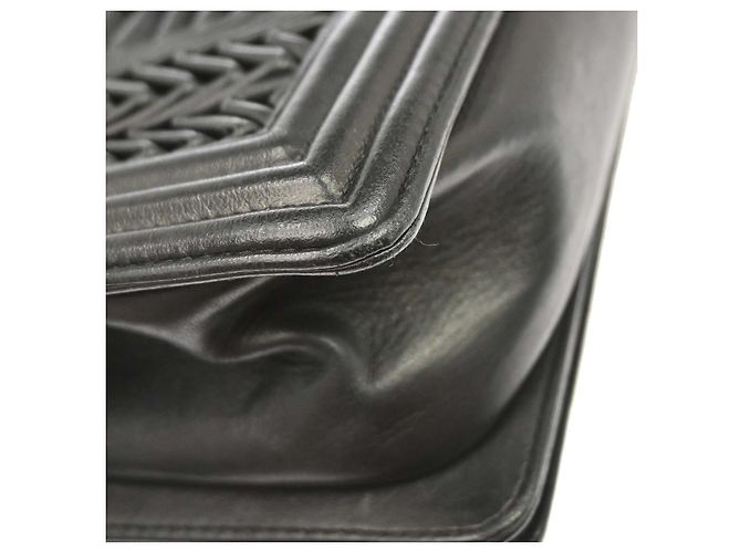 Chanel Boy Flap 3D Pleated Leather Old Medium Nero - vista 6