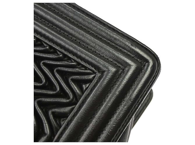 Chanel Boy Flap 3D Pleated Leather Old Medium Nero - vista 7
