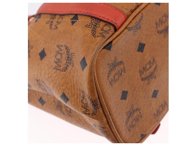 Bolsa Tote MCM Vicetos em PVC e couro marrom com detalhes dourados 2way Auth ki6729A - vista 17