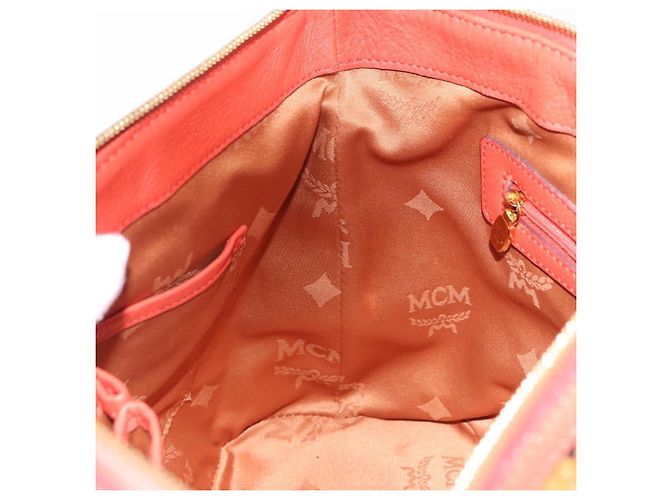 Bolsa Tote MCM Vicetos em PVC e couro marrom com detalhes dourados 2way Auth ki6729A - vista 21