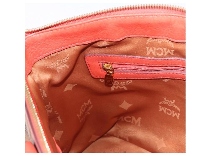 Bolsa Tote MCM Vicetos em PVC e couro marrom com detalhes dourados 2way Auth ki6729A - vista 22