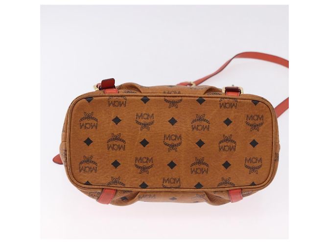 Bolsa Tote MCM Vicetos em PVC e couro marrom com detalhes dourados 2way Auth ki6729A - vista 5