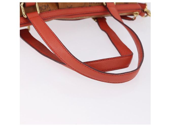 Bolsa Tote MCM Vicetos em PVC e couro marrom com detalhes dourados 2way Auth ki6729A - vista 7