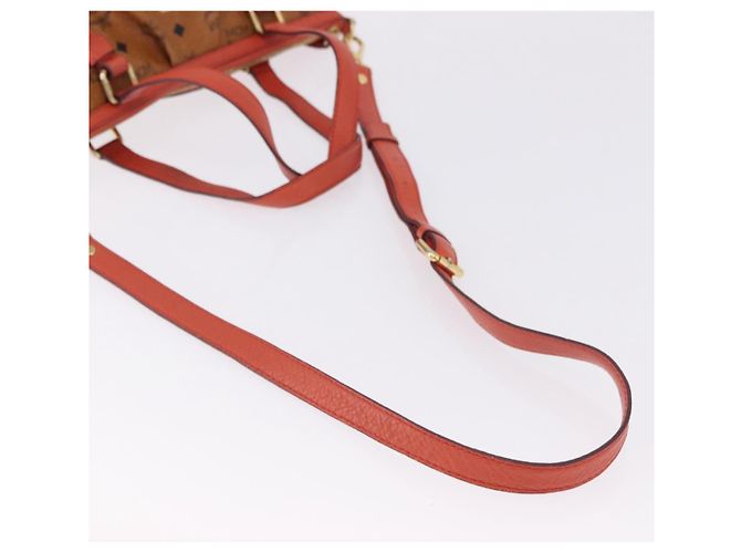 Bolsa Tote MCM Vicetos em PVC e couro marrom com detalhes dourados 2way Auth ki6729A - vista 9
