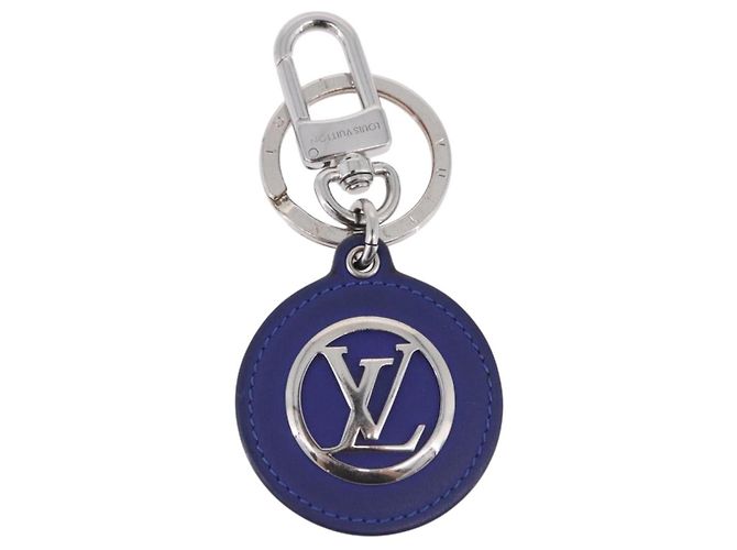 LOUIS VUITTON Portachiavi LV Padded Circle Metal Blue Silver M00744 Auth ka5451 - vista 2