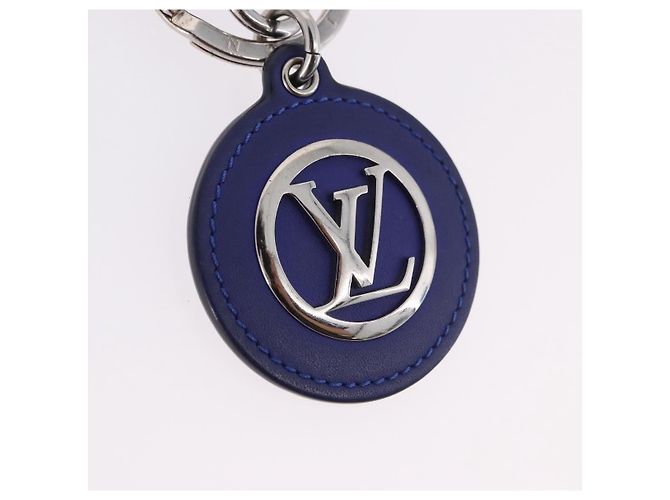 LOUIS VUITTON Portachiavi LV Padded Circle Metal Blue Silver M00744 Auth ka5451 - vista 3
