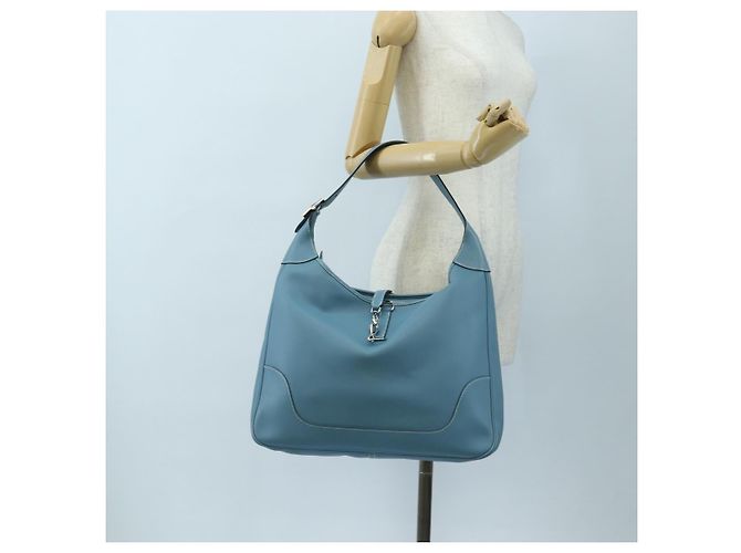 Hermès HERMES Trim 38 Borsa a tracolla in pelle azzurro chiaro argento Auth 191823M Blu chiaro - vista 29
