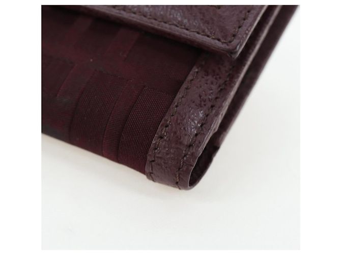 FENDI Zucca Canvas Trifold Wallet Nylon Leather Bordeaux Silver Auth am12141V - view 14